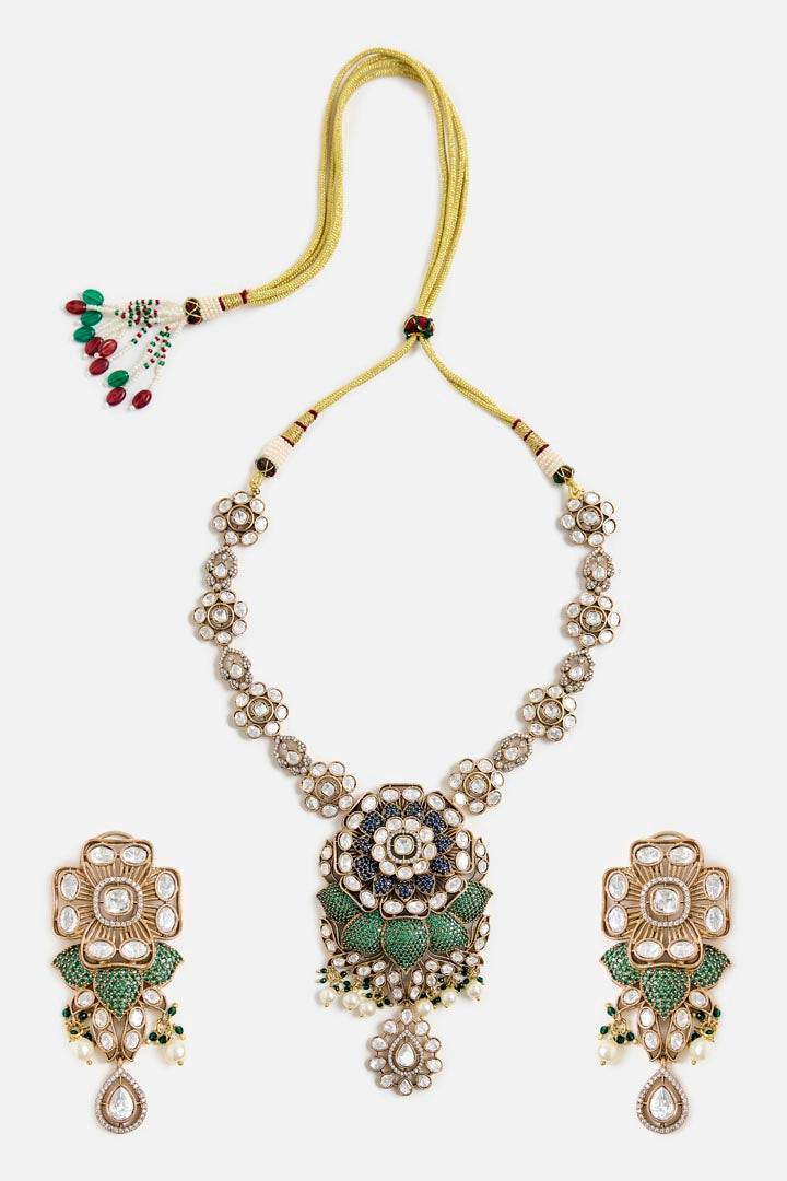Kundan & Emerald Statement Necklace Set
