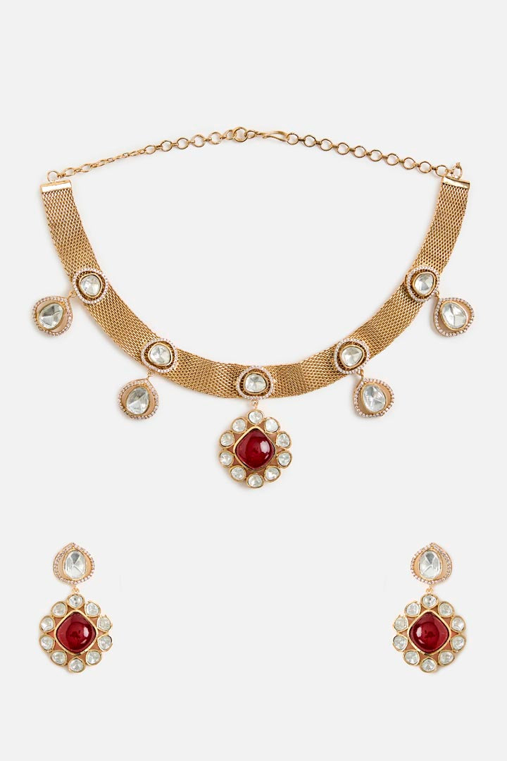 Ruby & Kundan Pearl Necklace Set