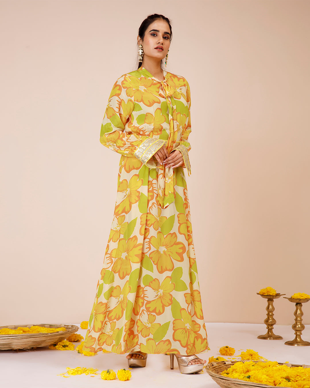 Sunflower tieup dress