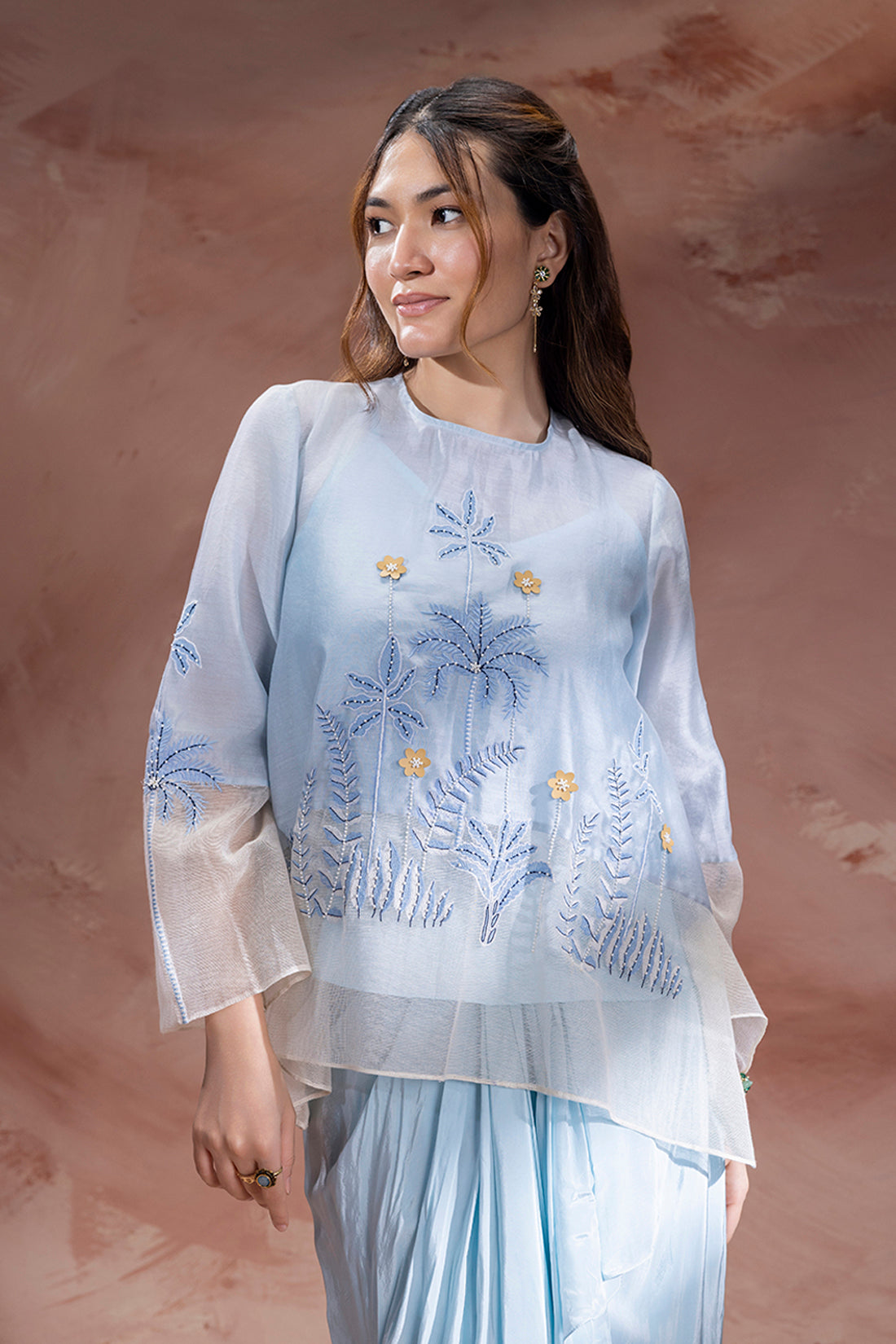powder blue, off white Blue Top set
