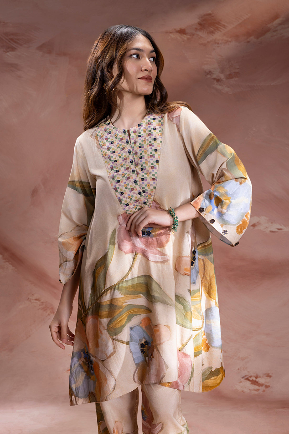 Beige Zeya Tunic Set