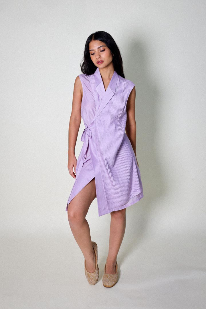 Sleeveless Pintucked Dress