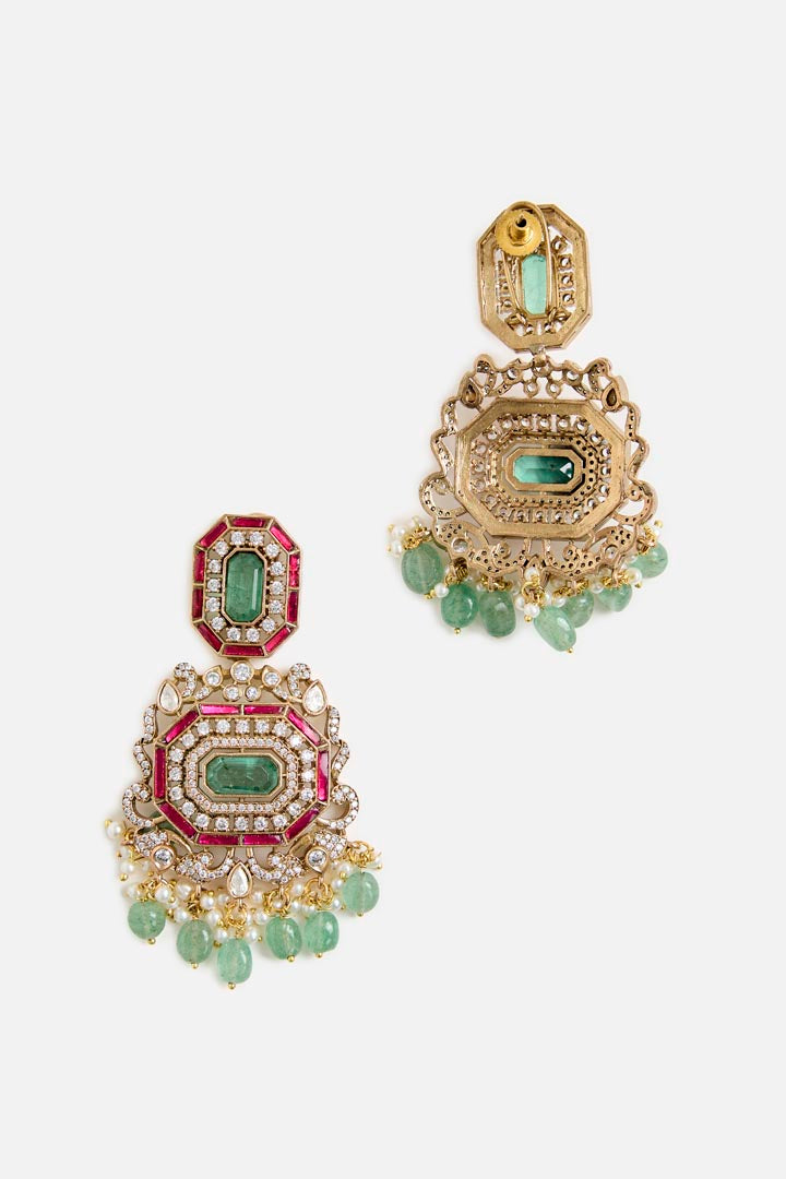 Regal Kundan & Emerald Statement Necklace Set