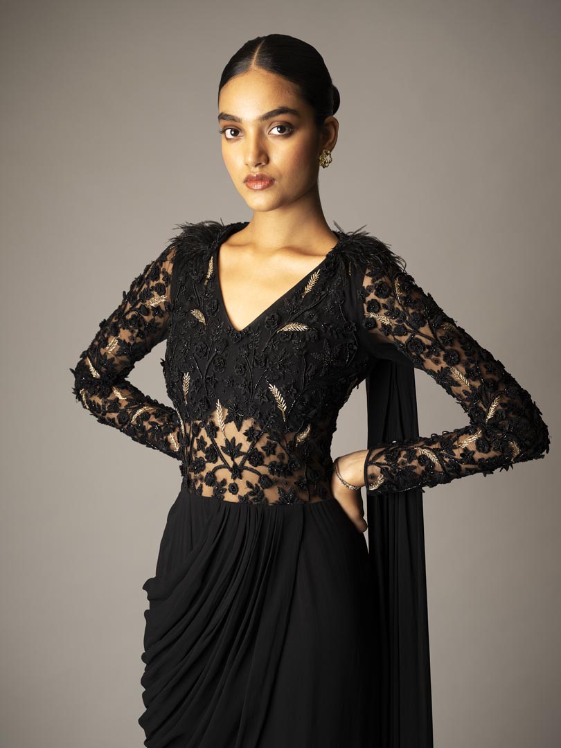 Black Eirene Saree Gown