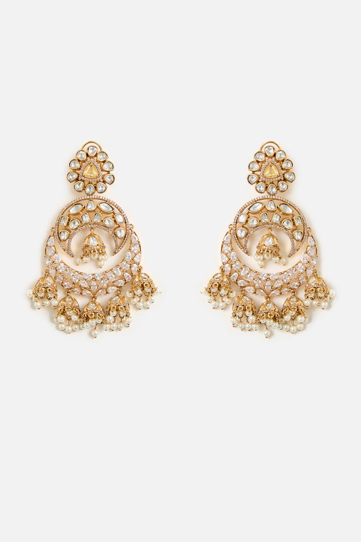 Antique Gold-Plated Statement Jhumka Earrings