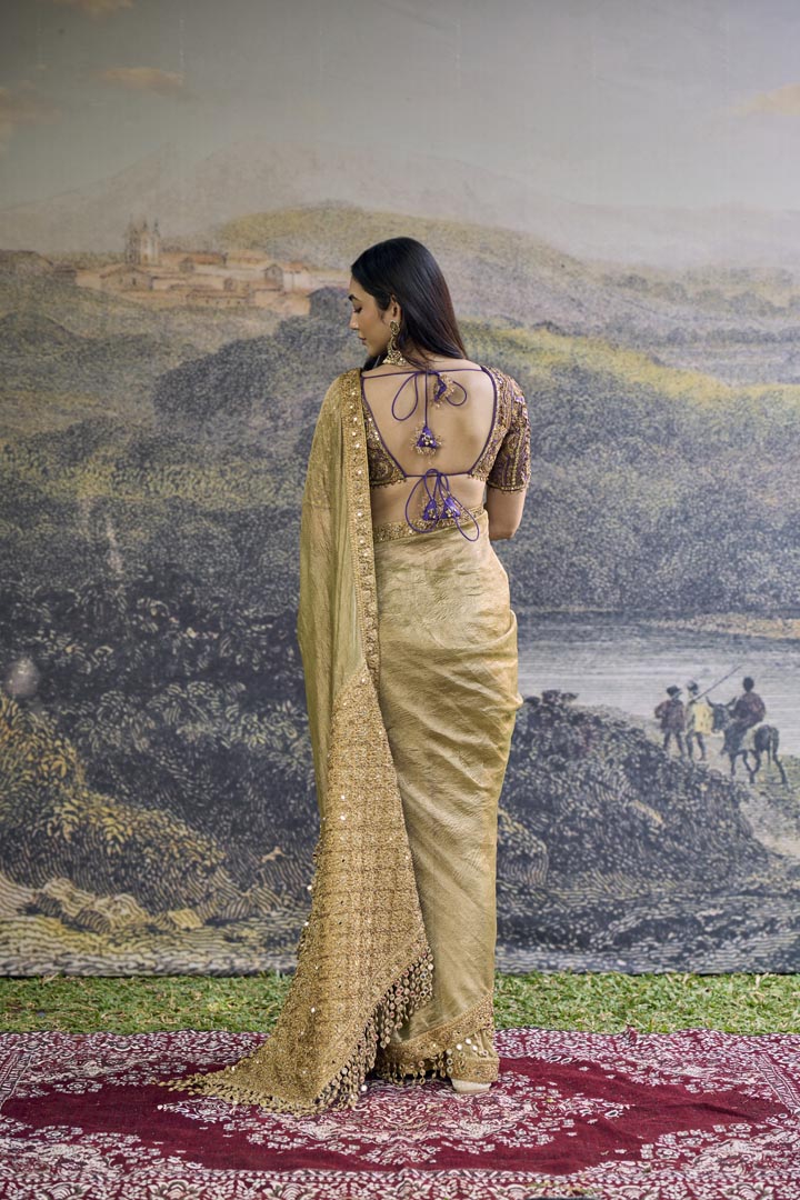 Zarvika Fusion Tissue Saree Set