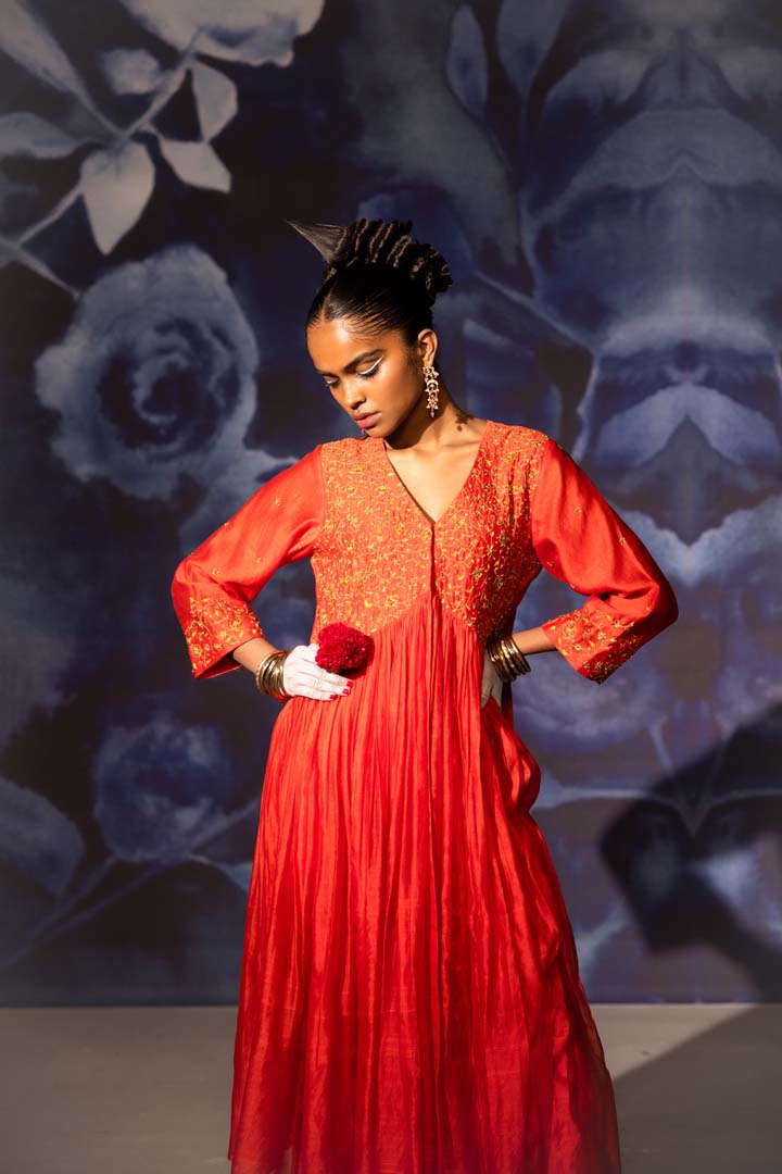 Red Anarkali Suit- Set of 2