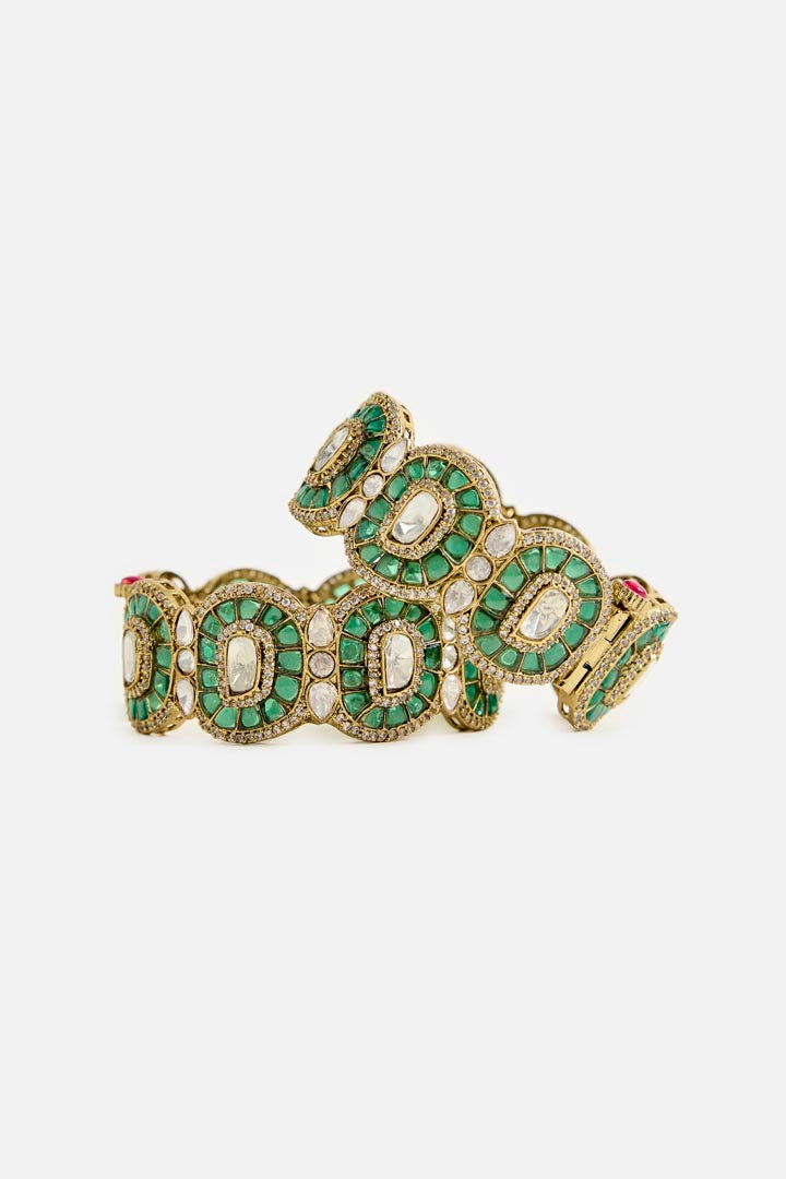 Green Stone Studded Designer Bangles