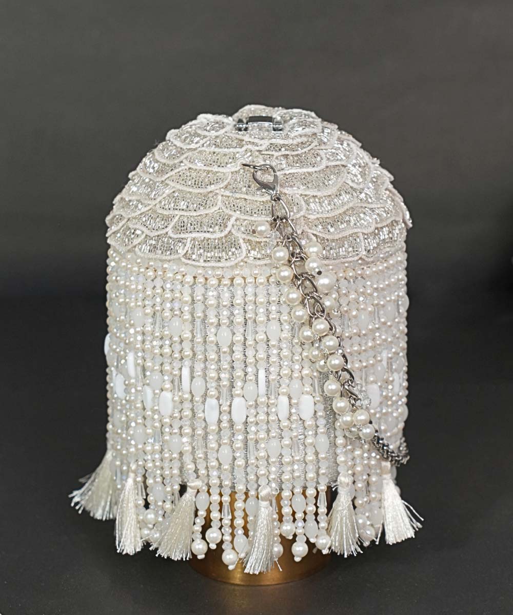 Nova Silver Suede Embellished Bucket Bag