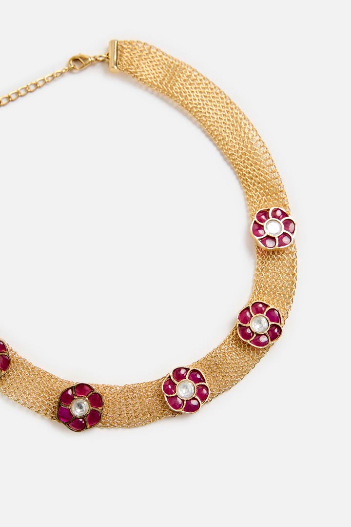 Ruby Stone Choker Necklace Set