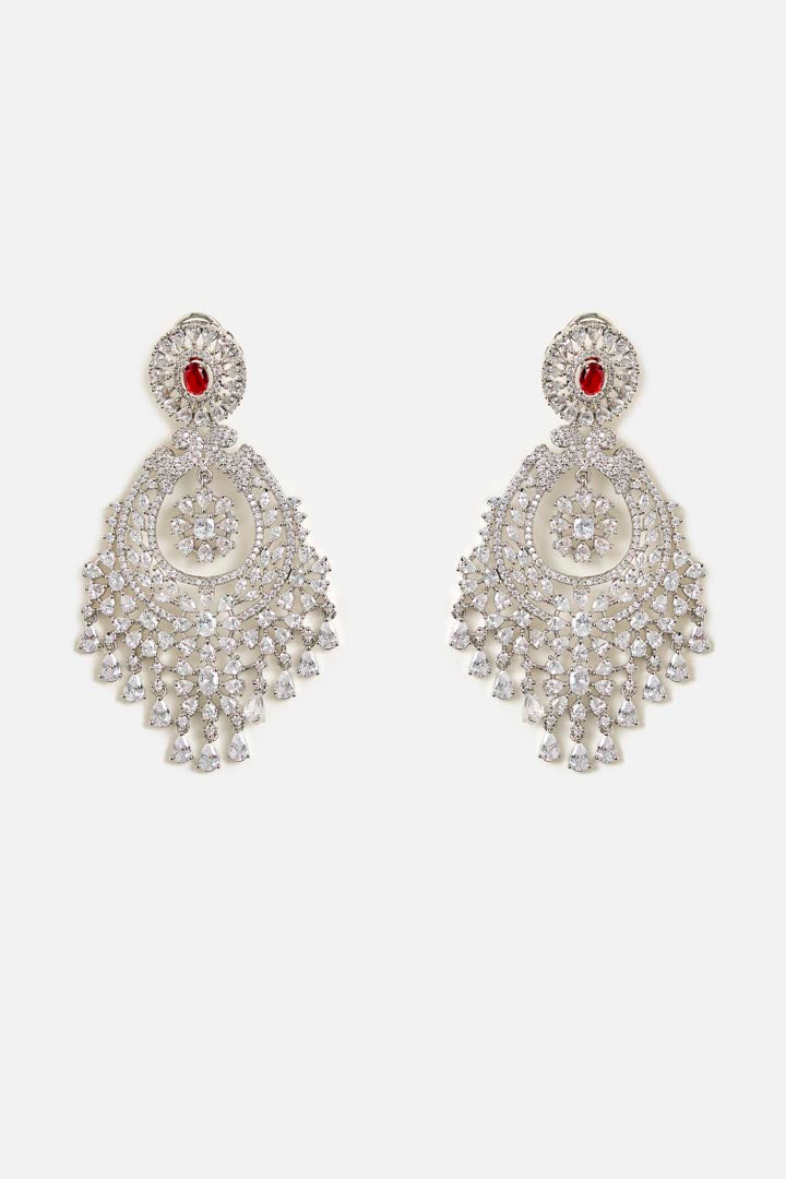 Red Onyx and cubic Zircon Chandelier Earrings