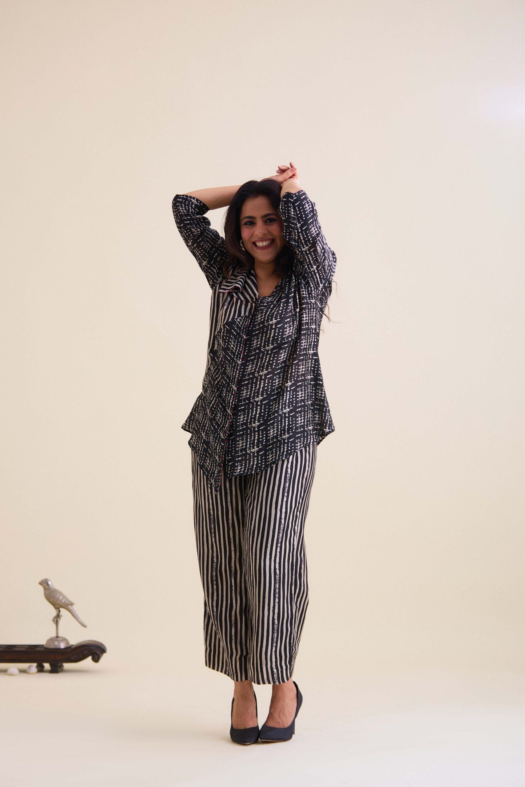 Overlap shirt co-ord setW5BLWHPRCSOVSH-01