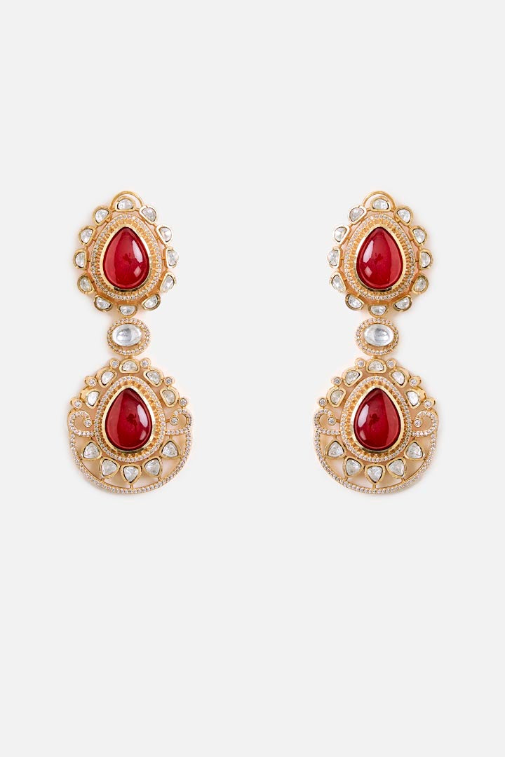 Ruby Red Statement Drop Earrings