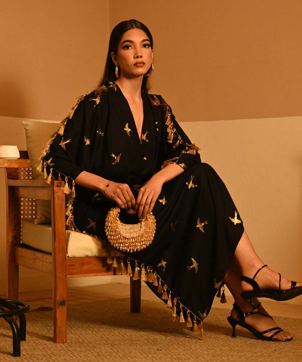 Alara Gold Suede Embellished Hobo Bag