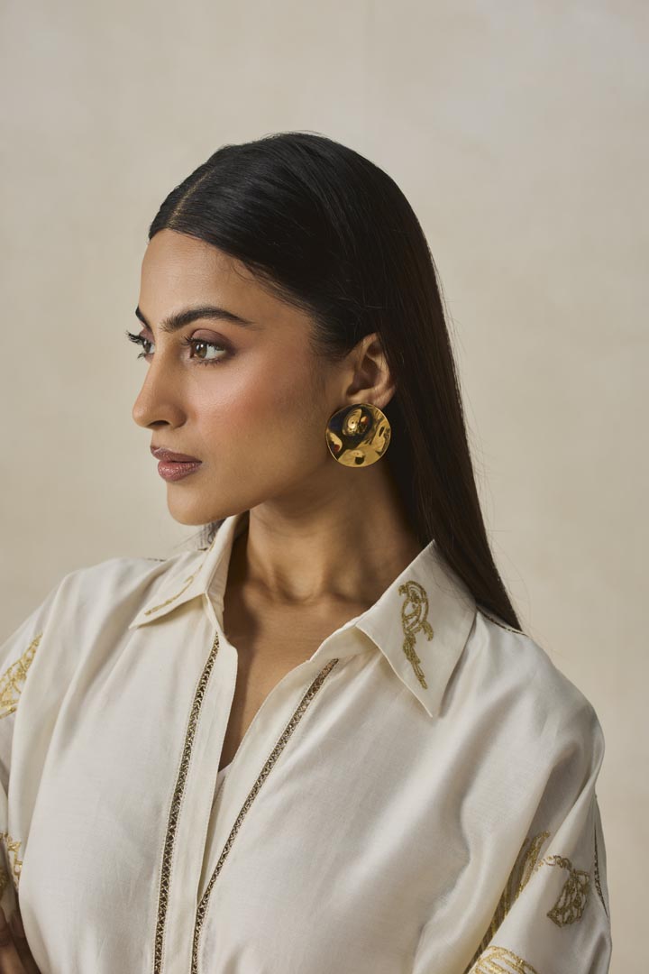 Ivory Chanderi Shirt Kurta Set - Elegant Ethnic Co-ord Set