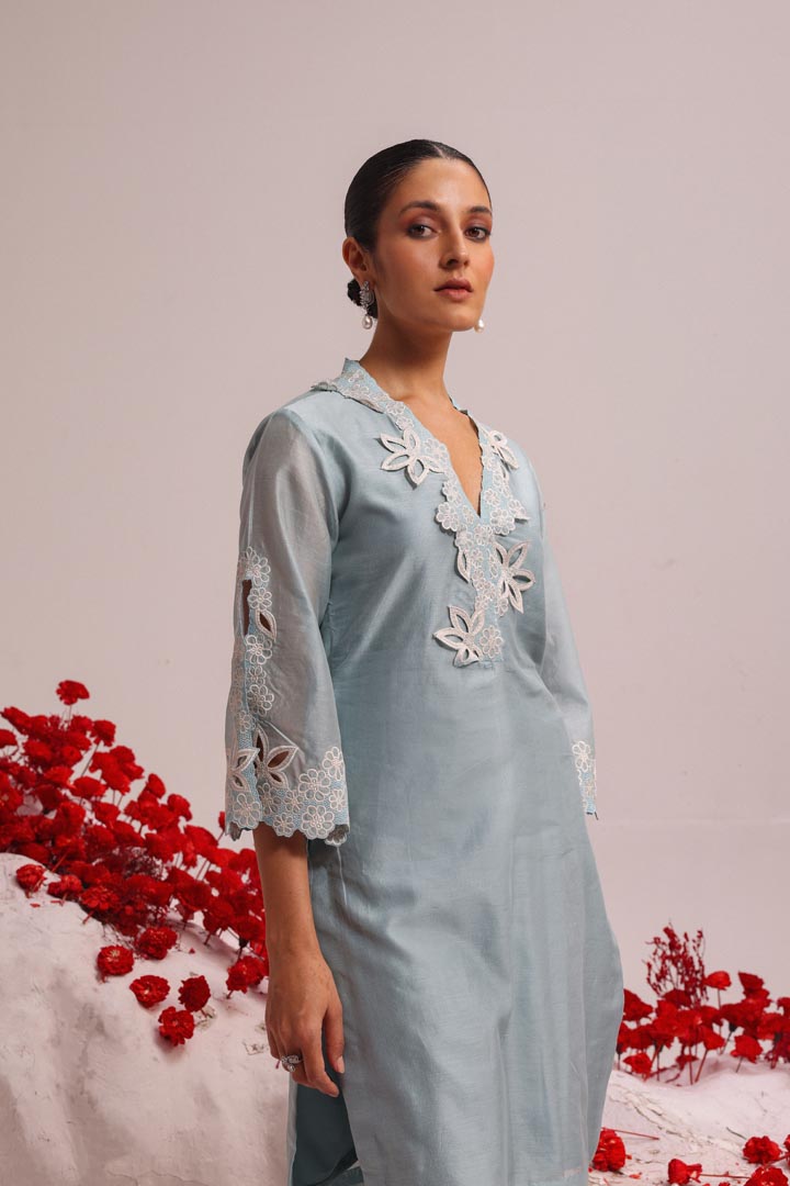 Image of Frozen blue kurta set