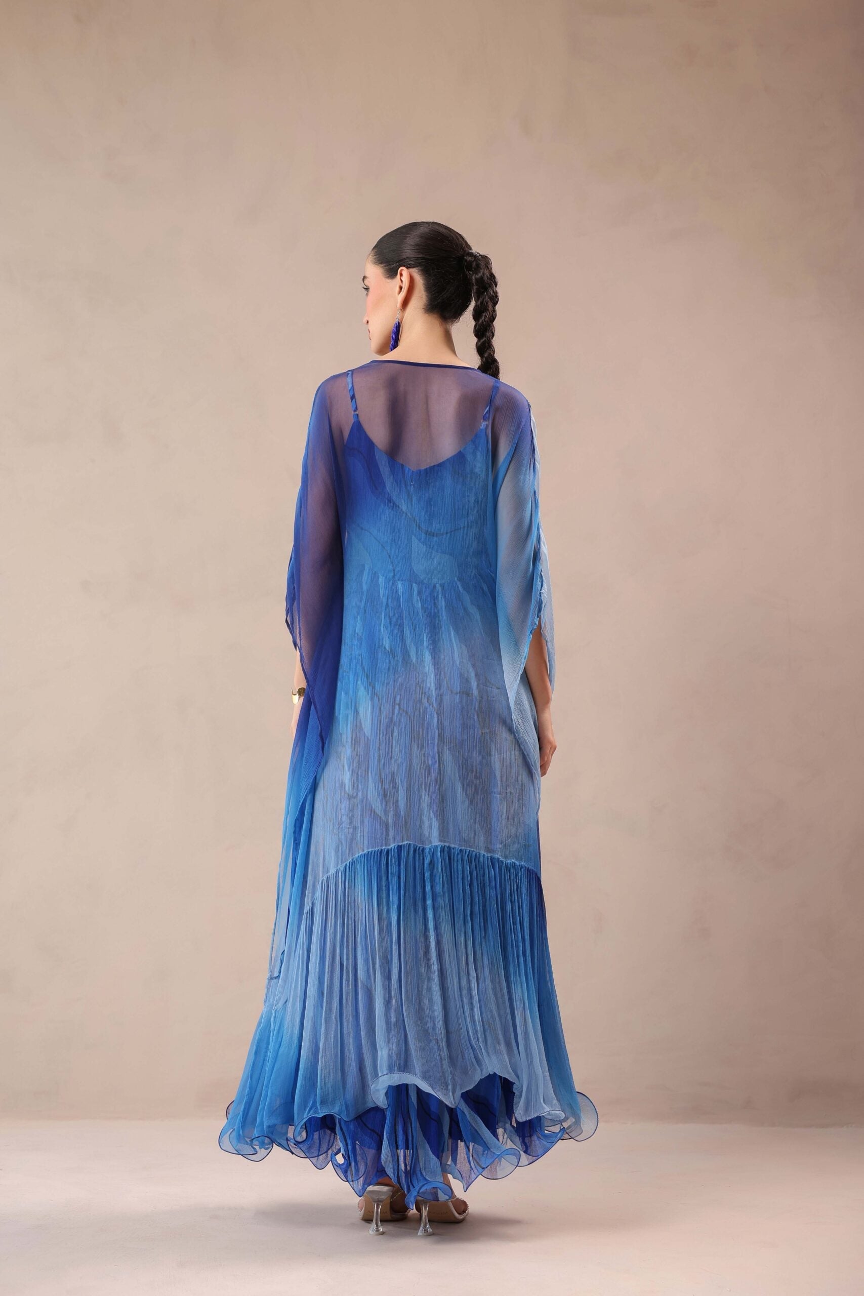 Amber & Ocean Blue Bling Kaftaan with dress set