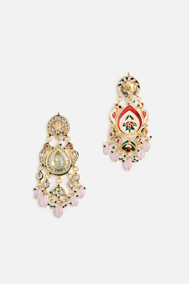 Floral Kundan Pearl Drop Earrings
