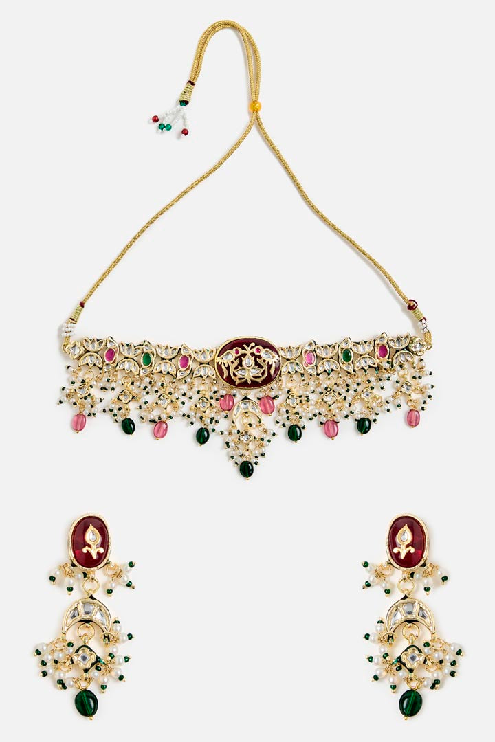 Floral Kundan Choker Necklace Set