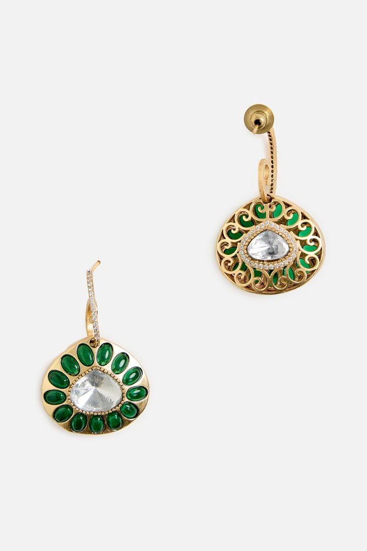 Emerald Green Round Drop Earrings