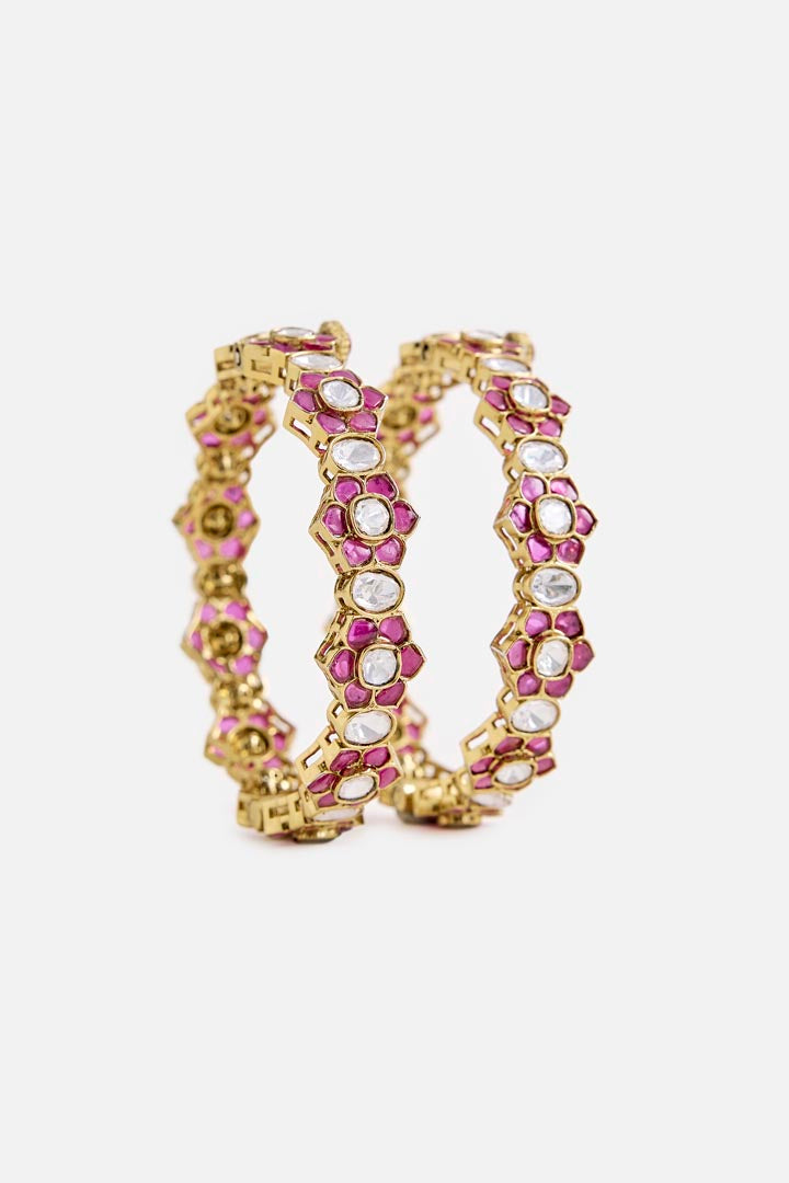 Ruby Kundan Floral Bangles