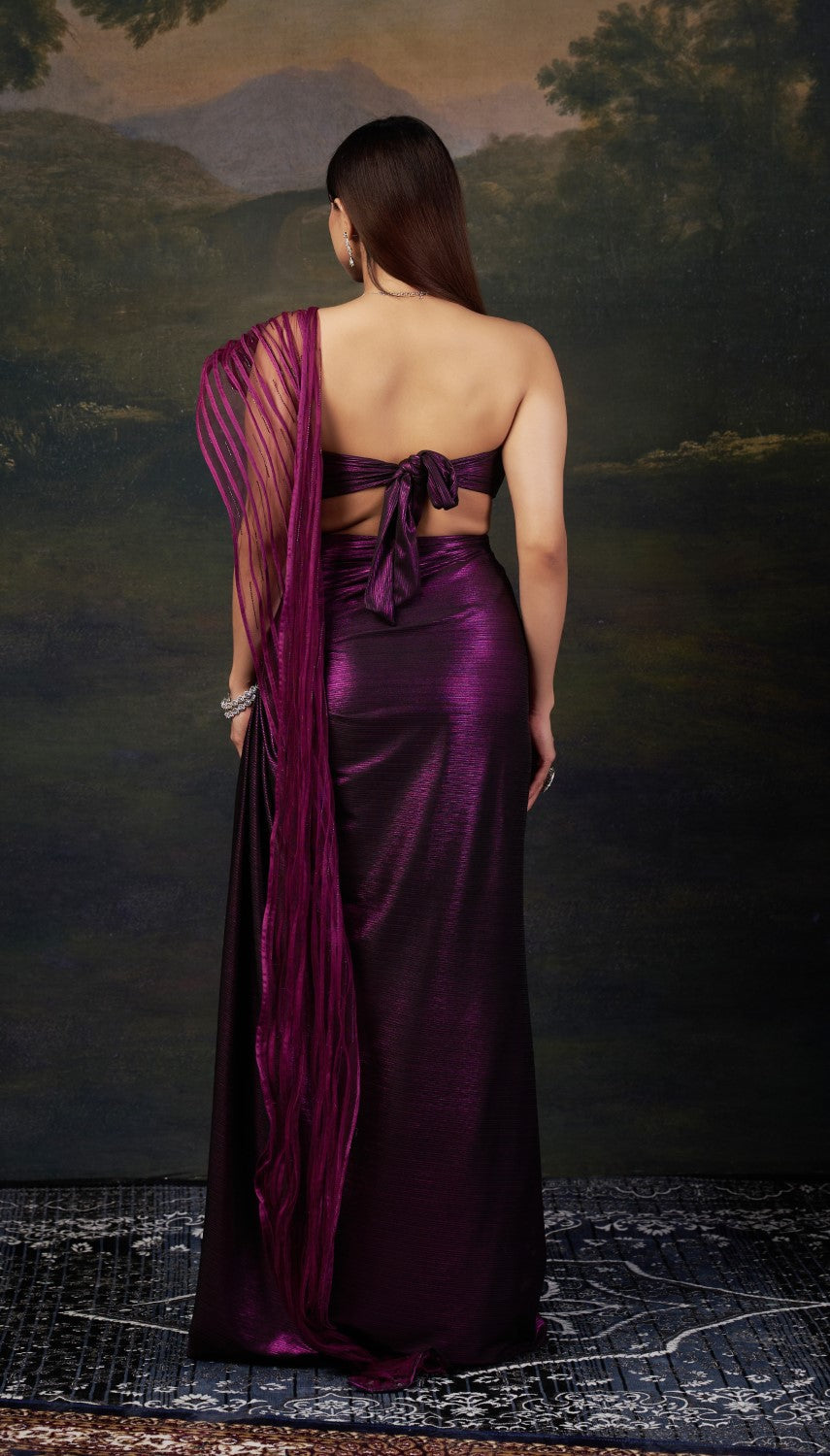 Embellished Saree gown with Intricate Katdana & Wire Work Pallu