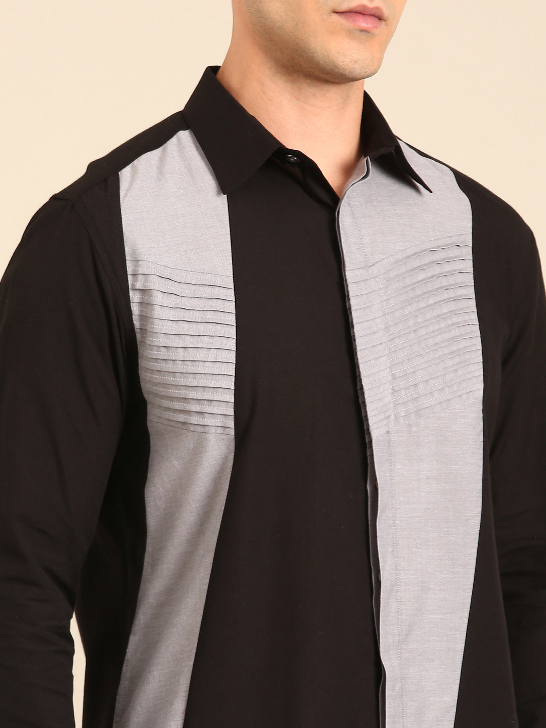 Black - Silver Malai Cotton Shirt