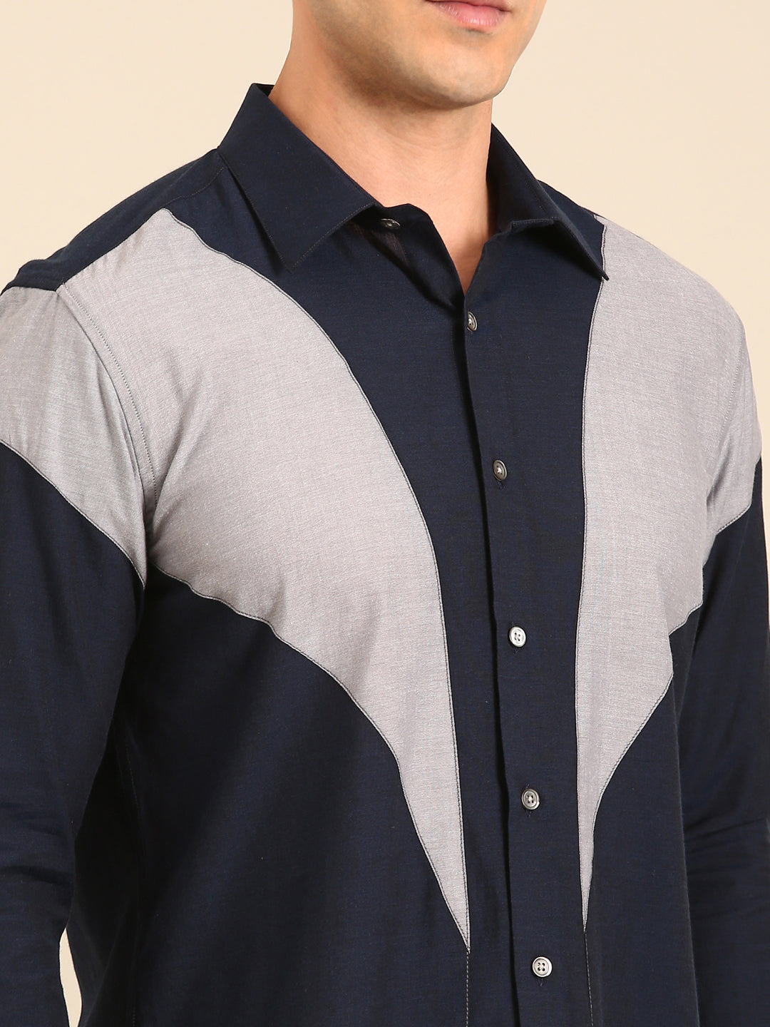 Blue - Silver Malai Cotton Shirt