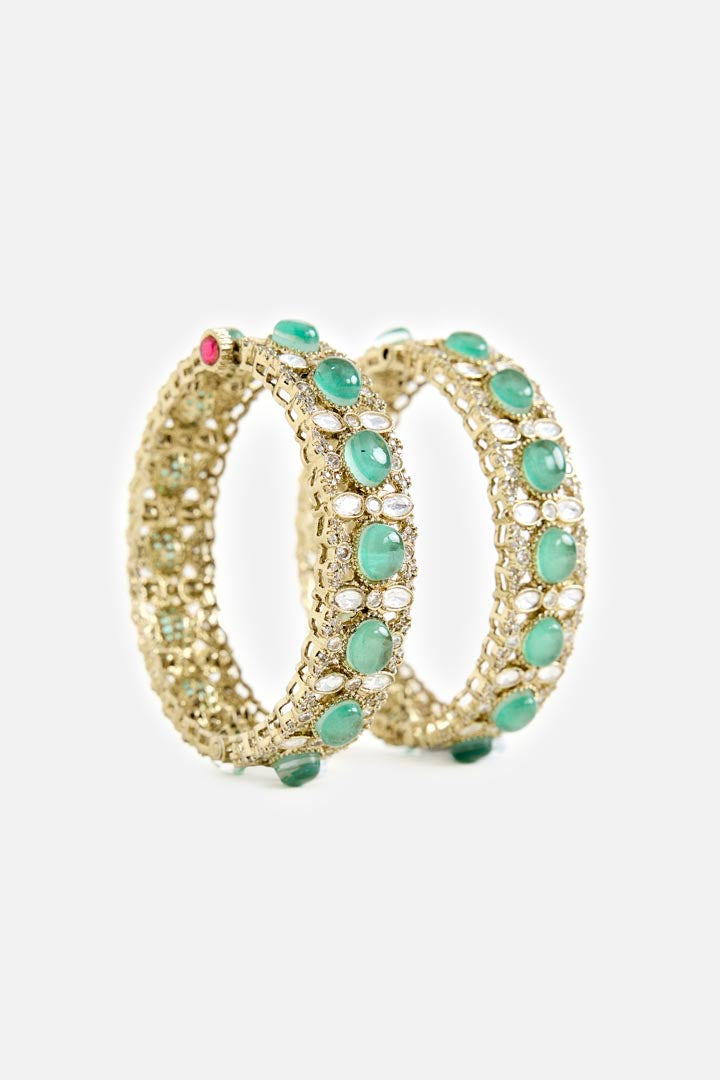 Emerald and Gold Kundan Bangle