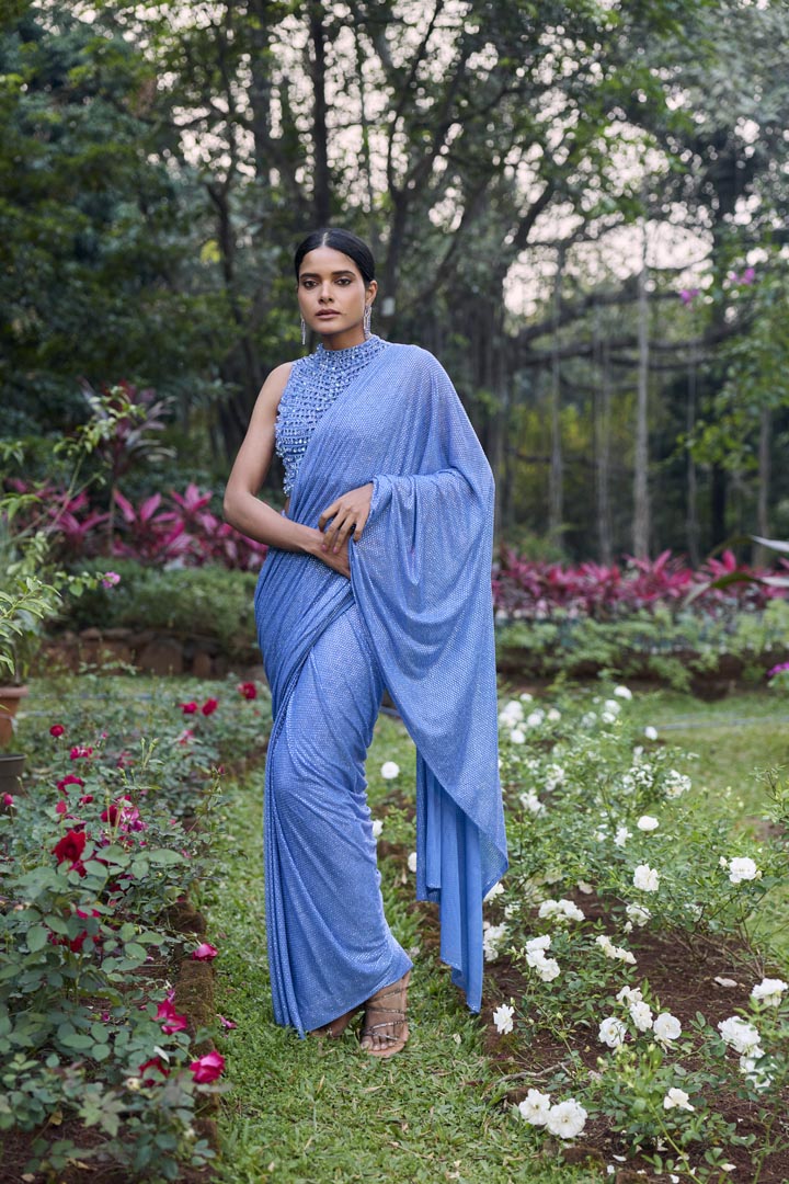Neel Tara Crystal Saree Set