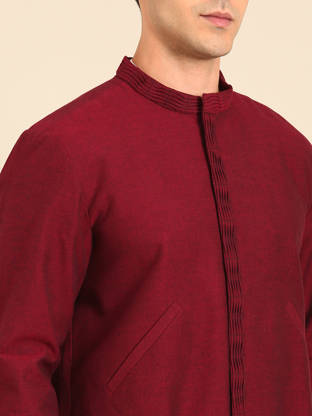 Wine Malai Cotton Bomber Jacket