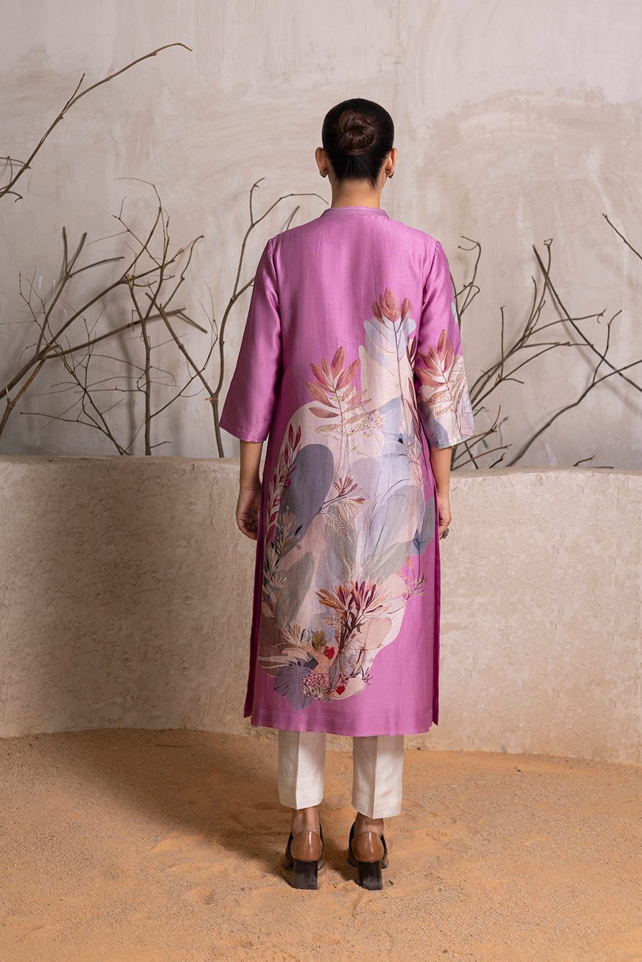 Lavender Silk Chanderi Printed Tunic (1 PC)