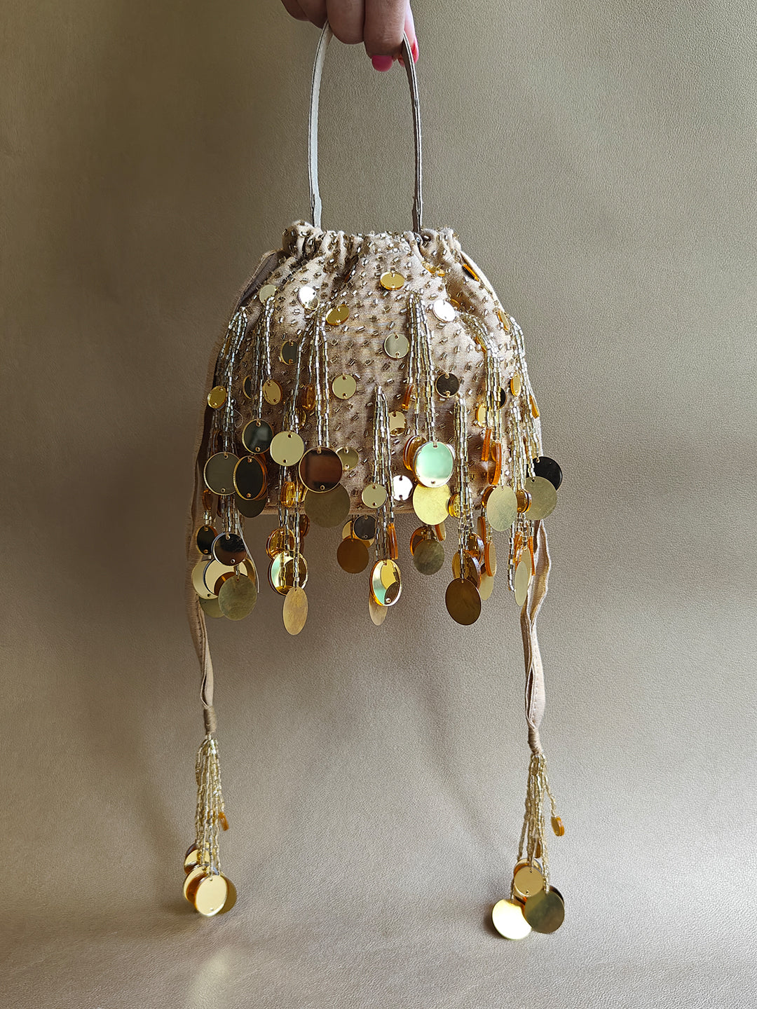 Gold Mirror Potli - Round