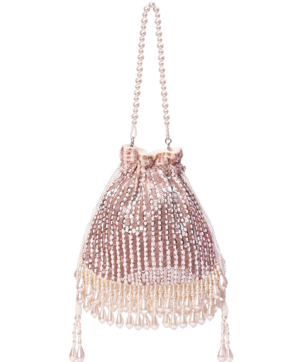 Aurelia Pink Suede Embellished Potli