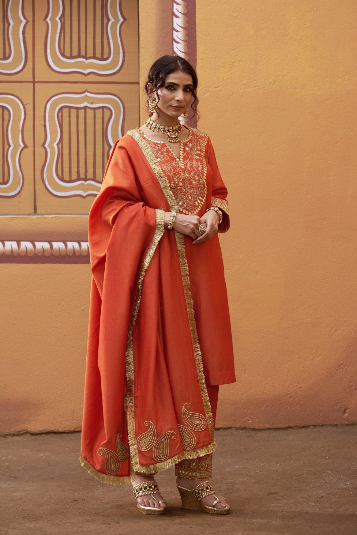 Hnad embroidred katdana work Kurta Set with dupatta