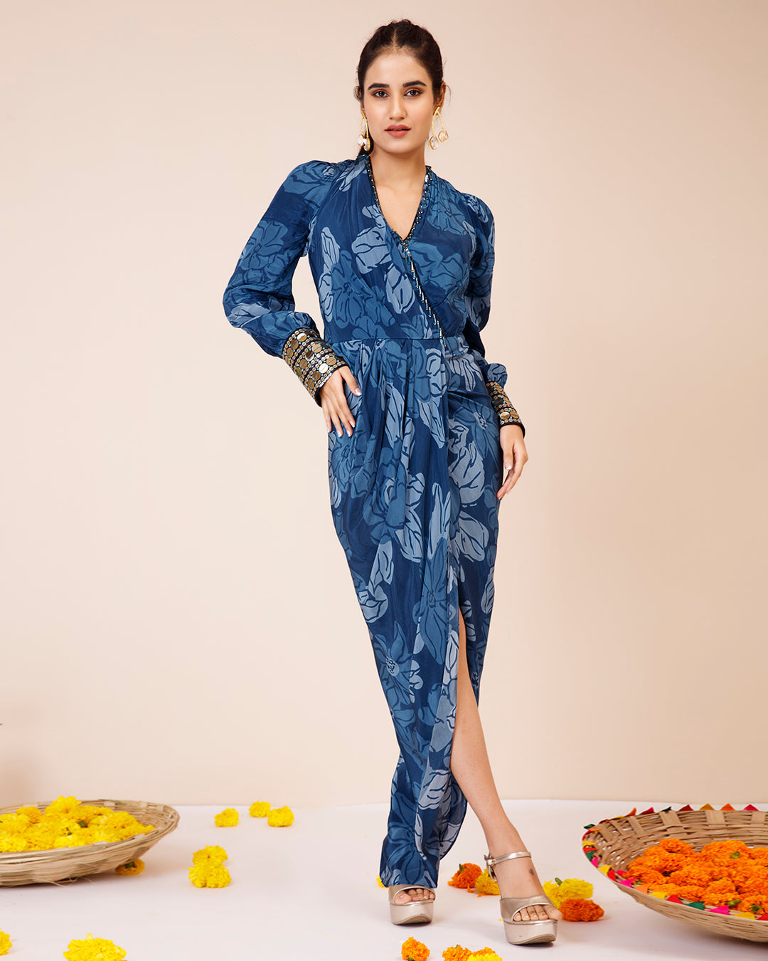 Celtic cuffed blue dress
