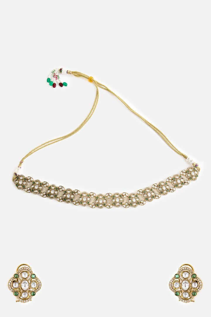 Kundan Polki Floral Choker Necklace
