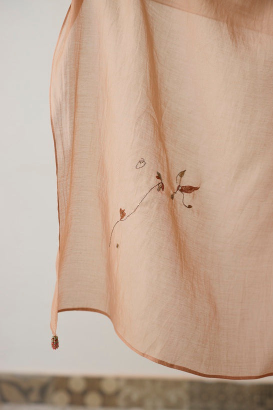 NIVA | Pink Clay Handloom Cotton Kurta Set with Dori and Dabka Hand Embroidery