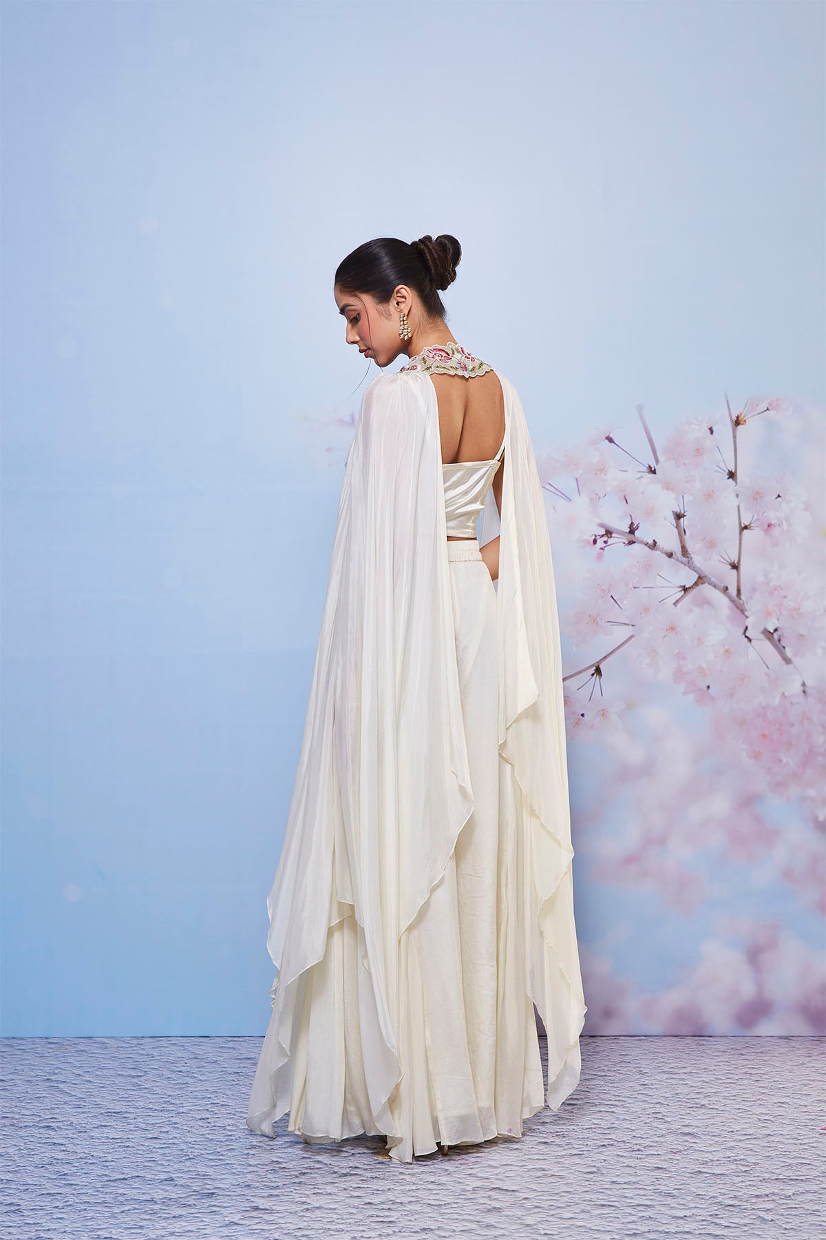 Daisy Ivory Embroidered Jacket and Sharara Set - Luxury Occasion Wear