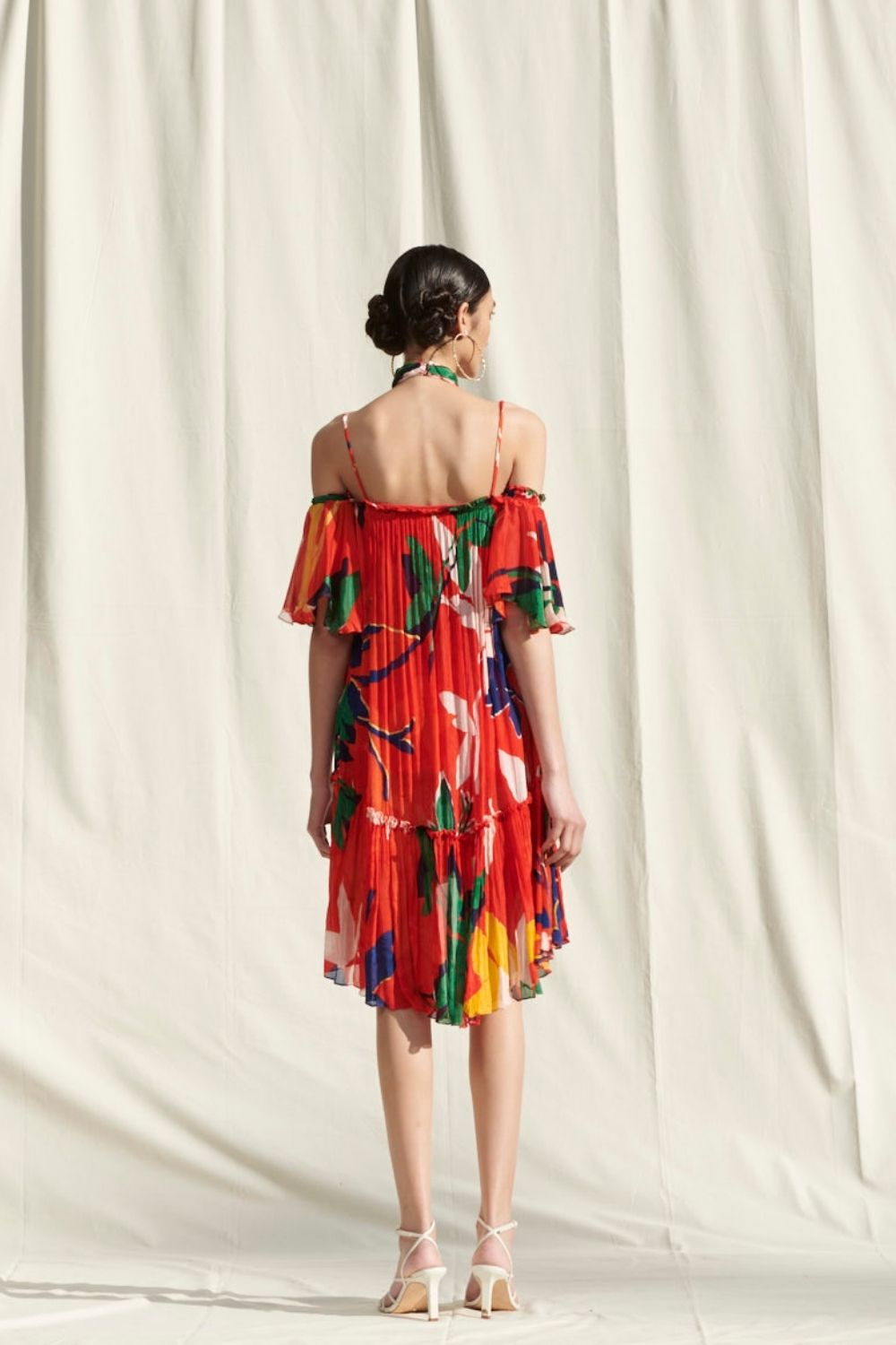 Red Printed Halter Dress