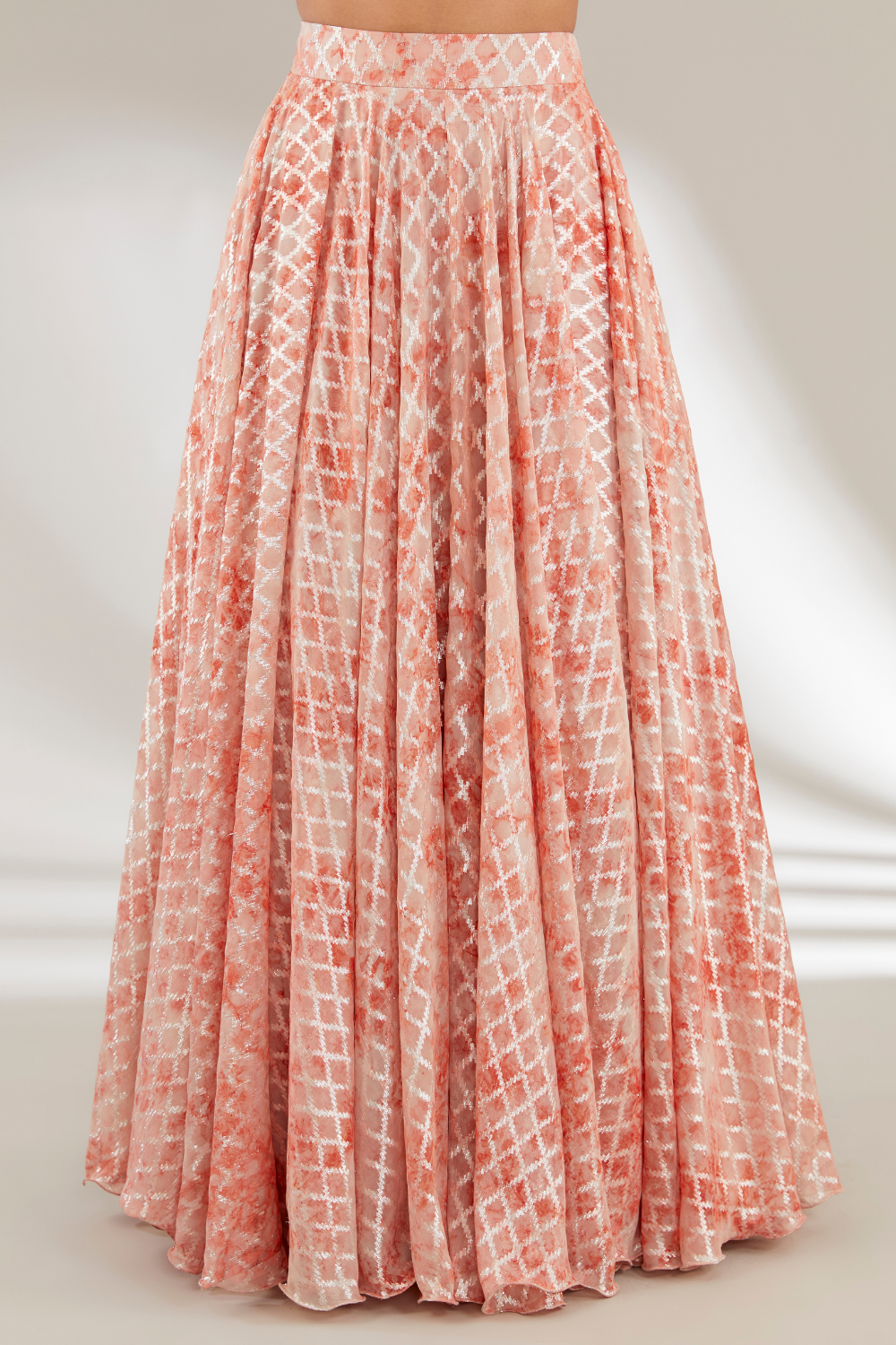 Rust Orange Embroidered Amara Jacket Set with Flared Skirt