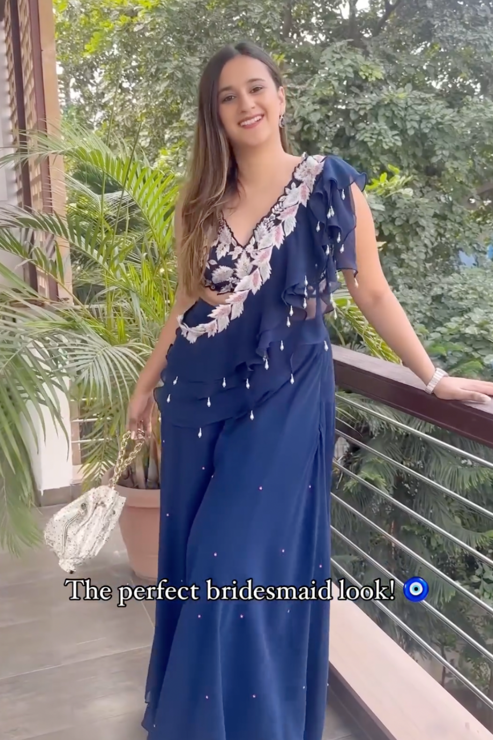 Ajiesh Oberoi Jhalak Navy Blue Georgette Embroidered Sharara Set