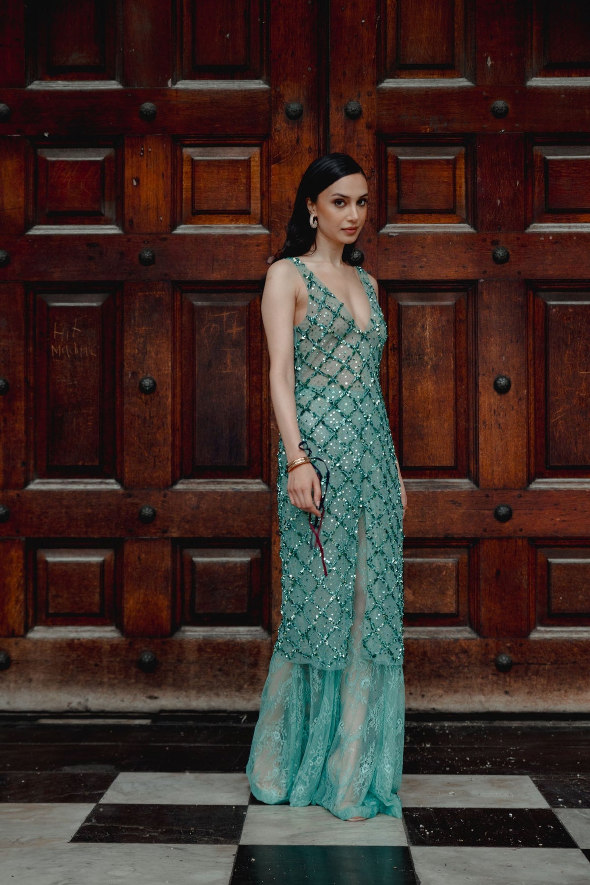 Zardosi Embroidery, Semi Sheer Fabric & French Lace, Tunic Pant Set, Relaxed SilhouetteZardosi Embroidery, Lace & Tulle, Crop Skirt Set, Flared Silhouette