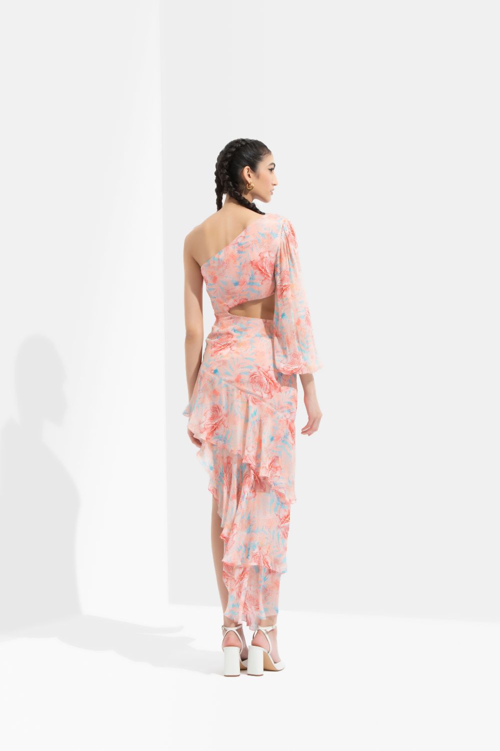 Rabenda Printed One Off Shoulder Dress