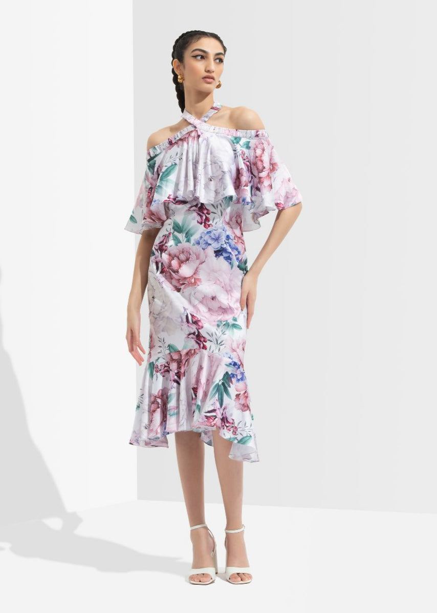 Iris Printed Off Shoulder Dress