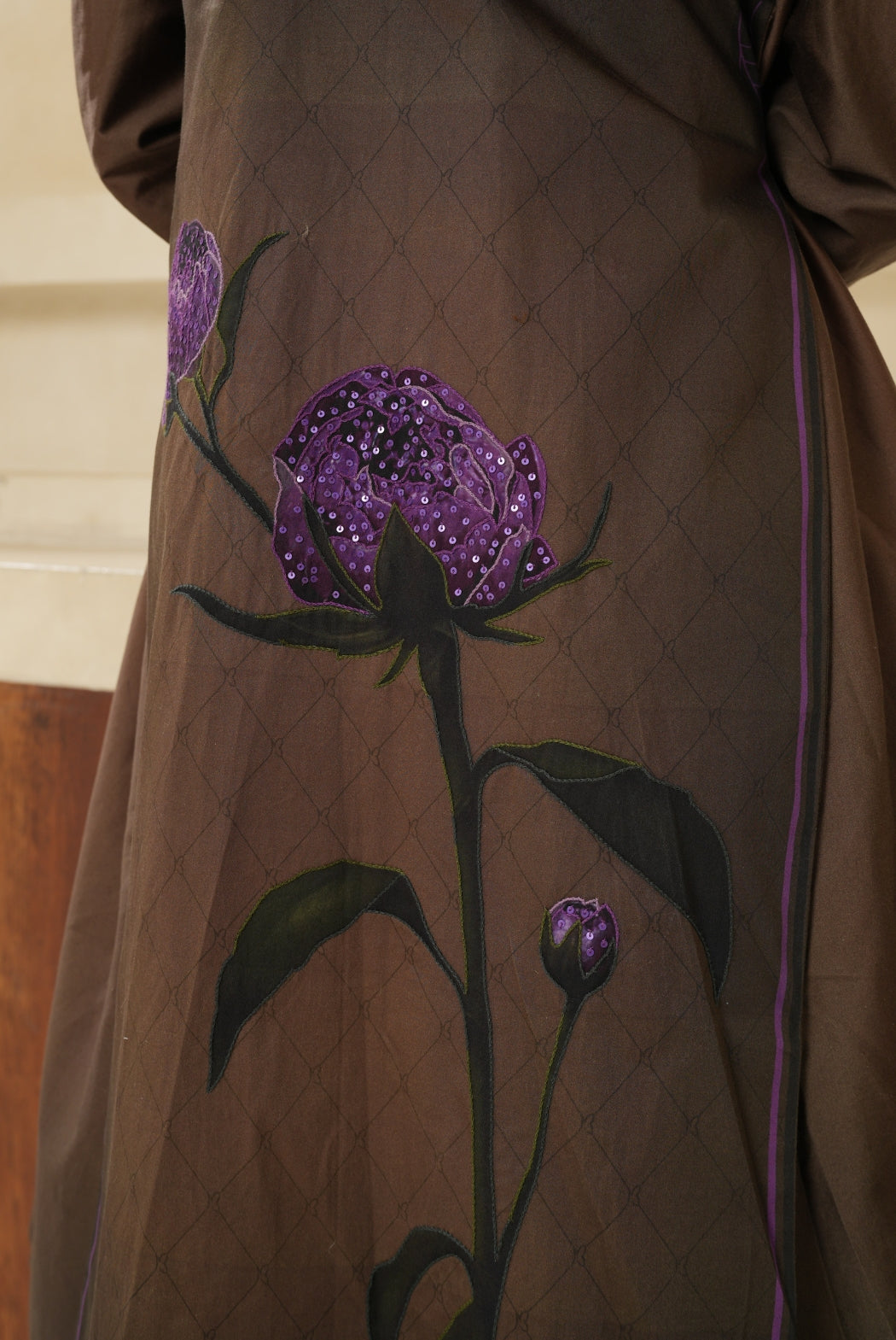 Brown Cotton Satin Jacket Dress - Elegant Structured Midi Dress