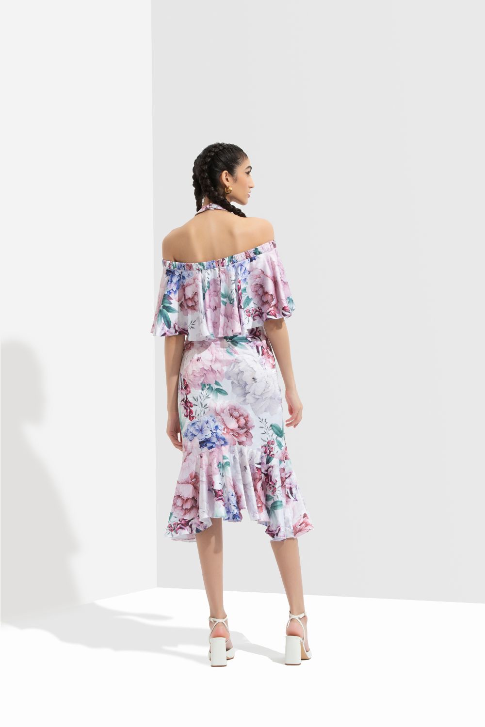 Iris Printed Off Shoulder Dress