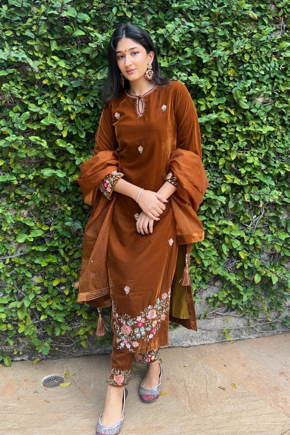 Honey Gold Cotton Silk Embroidered Kurta Set - Malika Festive Edit