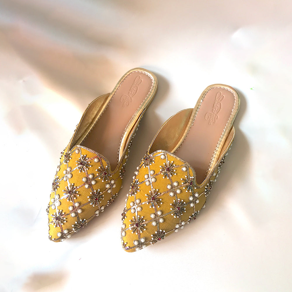 Yellow Nakshi Mules