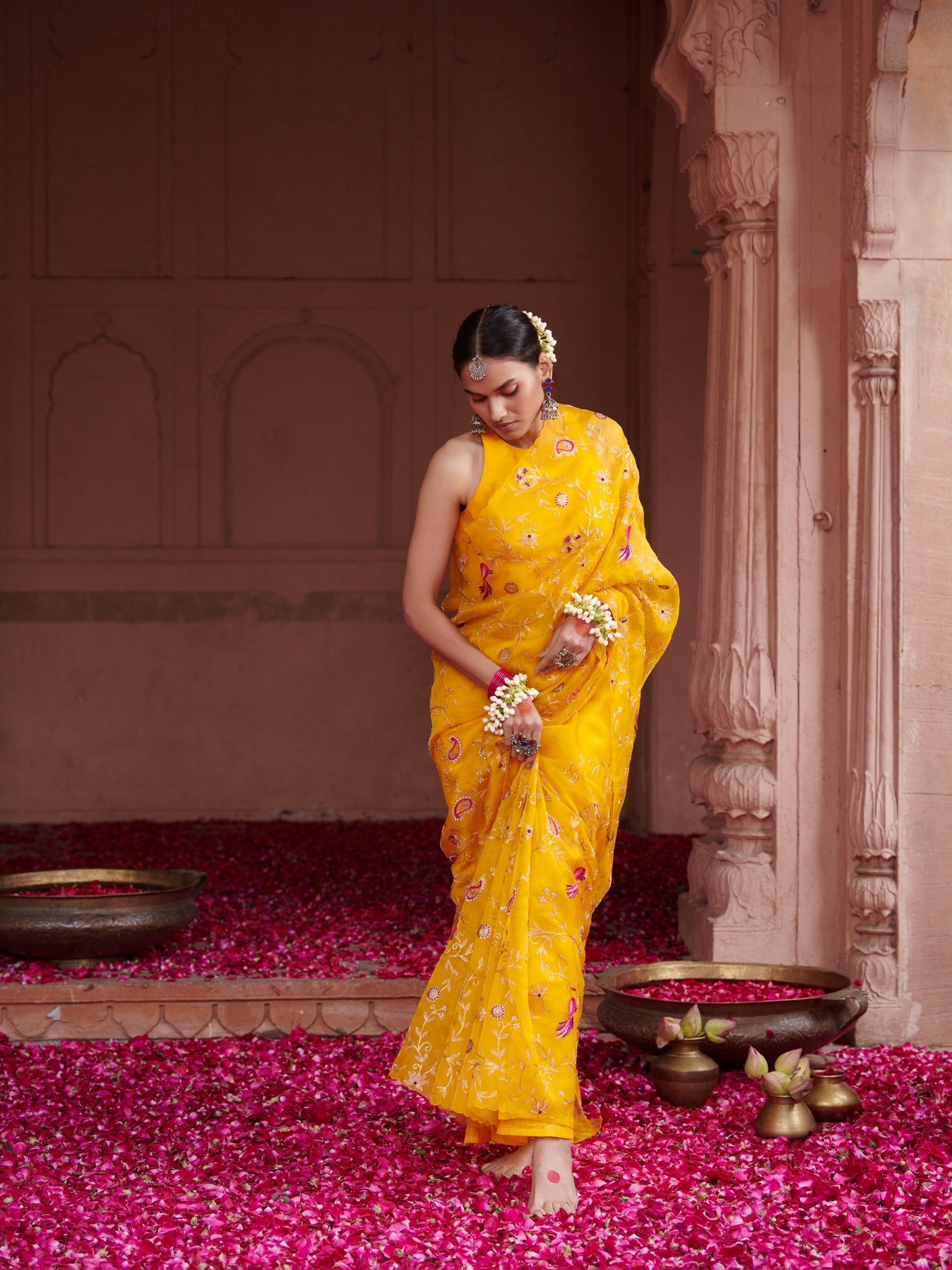 organza jaal saree
